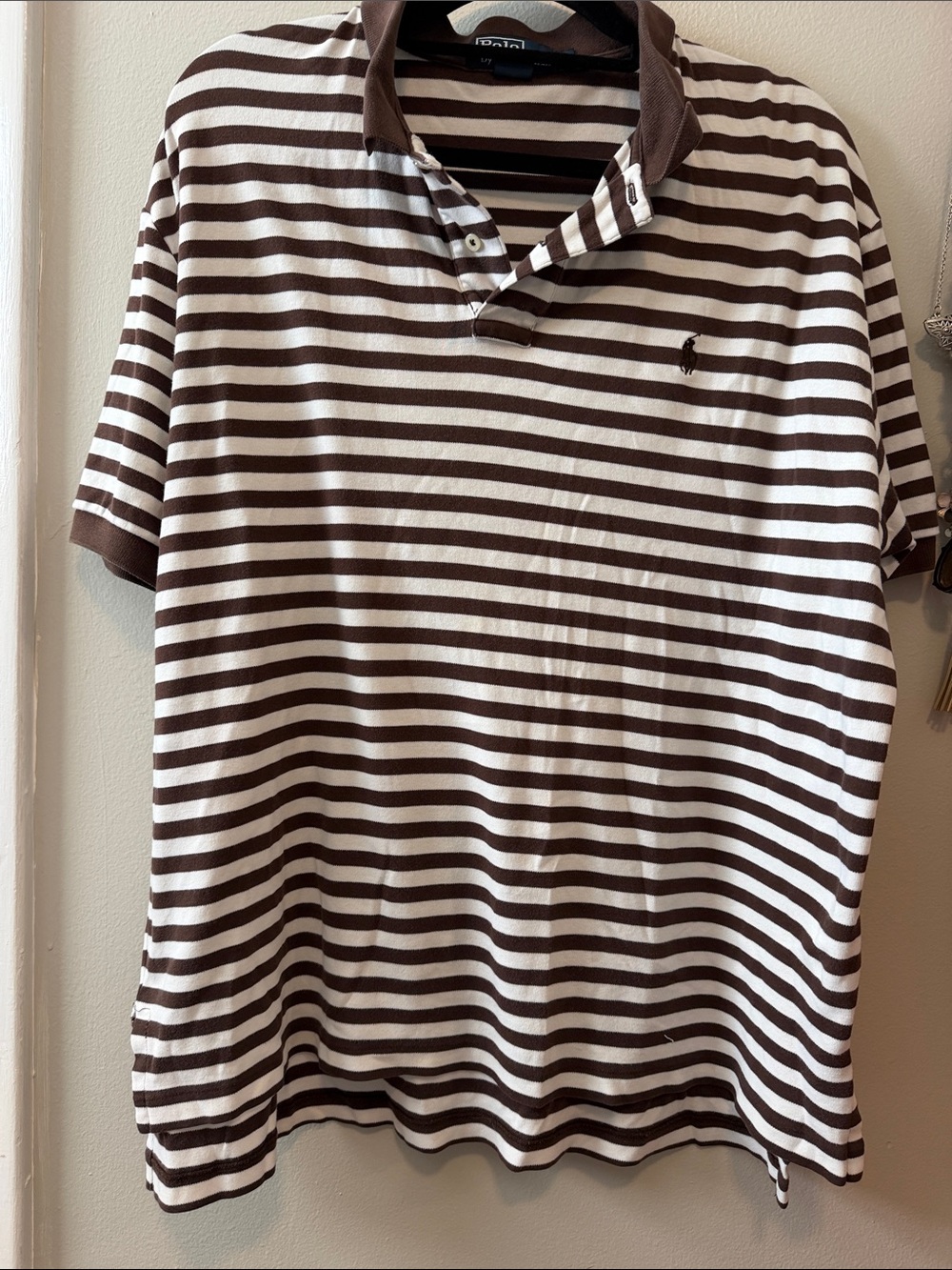 Ralph Lauren Brown & White Striped Polo